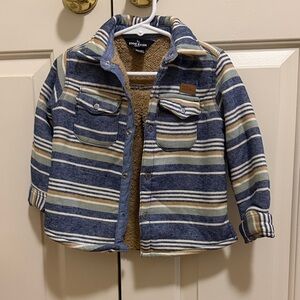 Eddie Bauer Kids Striped Jean Jacket - Blue and Tan